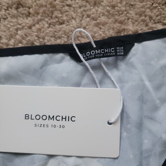 NWT Bloomchic Midi Dress Womens 20 Floral Ruffle Sleeve Fit Flare Blue - Picture 8 of 11